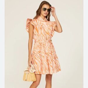 Derek Lam Orange Zebra Cutout Mini Dress 40